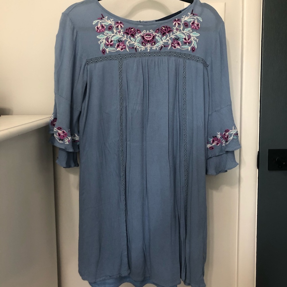 3/4 Sleeved Embroidered Dress
